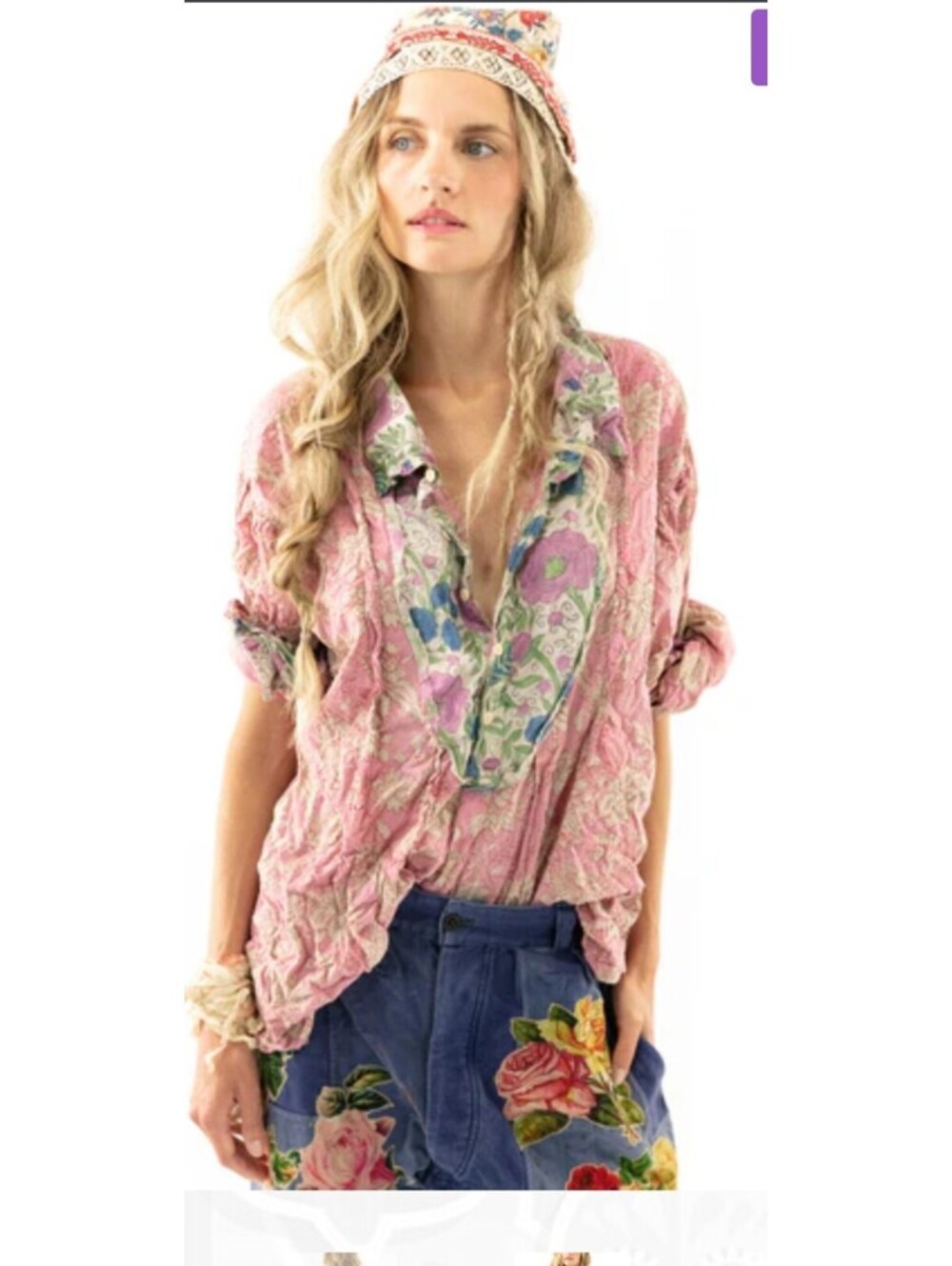 Magnolia Pearl 🩷RARE 🩷Blockprint Tora Shirt Top New, No Tag, Peasant, Boho.